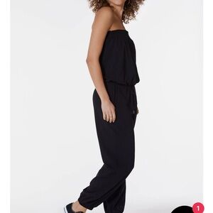 bobi White Strapless Jumpsuit